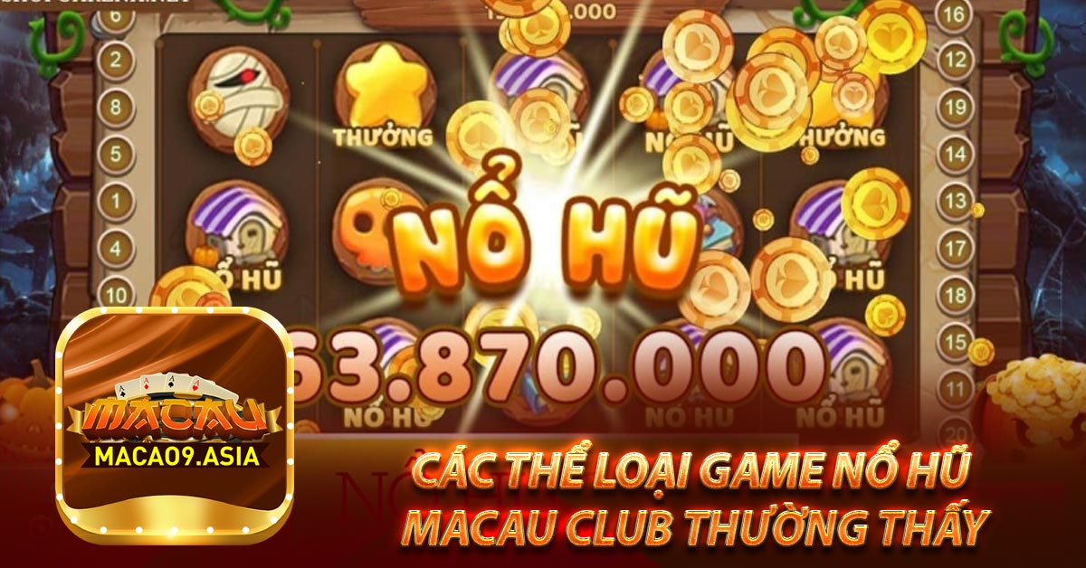 Các thể loại game Nổ hũ Macau Club thường thấy