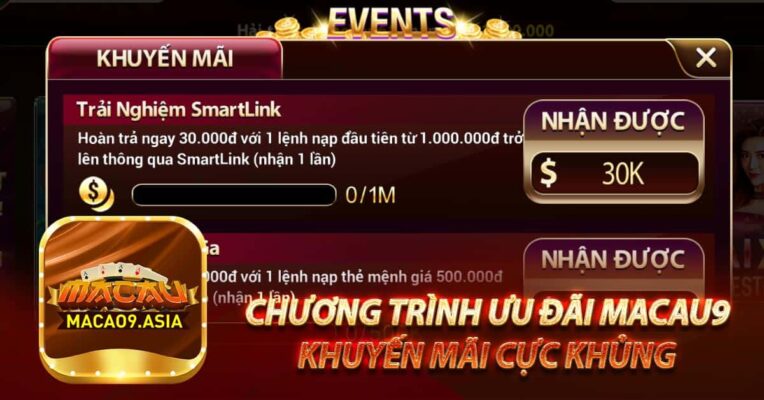 Chương trình ưu đãi Macau9 khuyến mãi cực khủng